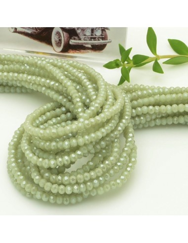 Filo di Mezzi Cristalli Colore Tè Verde AB Rondelle 2x3mm Sfaccettati Briolette 200pz GDO | Gioie d'Oriente