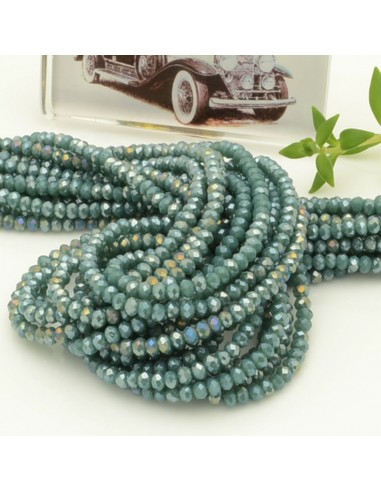 Filo di Mezzi Cristalli Verde Veronese AB Rondelle 2x3mm Sfaccettati Briolette 200pz GDO | Gioie d'Oriente