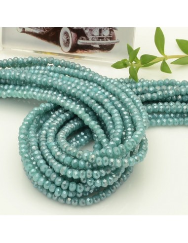 Filo di Mezzi Cristalli Verde Tiffany Rondelle 2x3mm Sfaccettati Briolette 200pz GDO | Gioie d'Oriente