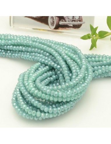 Filo di Mezzi Cristalli Verde Tiffany Chiaro Rondelle 2x3mm Sfaccettati Briolette 200pz GDO | Gioie d'Oriente