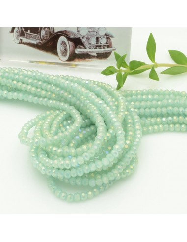 Filo di Mezzi Cristalli Acqua Marina Verde Rondelle 2x3mm Sfaccettati Briolette 200pz GDO | Gioie d'Oriente