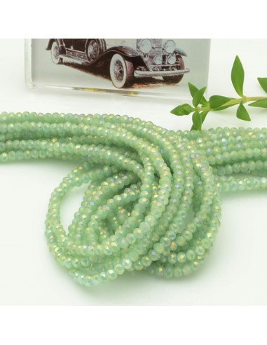 Filo di Mezzi Cristalli Celadon AB Rondelle 2x3mm Sfaccettati Briolette 200pz GDO | Gioie d'Oriente