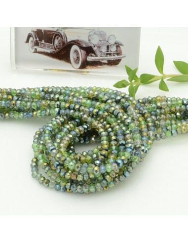 Filo di Mezzi Cristalli Verde MIX Rondelle 2x3mm Sfaccettati Briolette 200pz GDO | Gioie d'Oriente