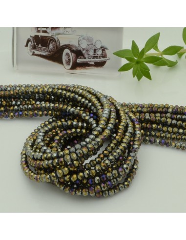 Filo di Mezzi Cristalli Bronzo Viola Rondelle 2x3mm Sfaccettati Briolette 200pz GDO | Gioie d'Oriente