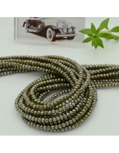 Filo di Mezzi Cristalli Grigio Asparago Chiaro Rondelle 2x3mm Sfaccettati Briolette 200pz GDO | Gioie d'Oriente