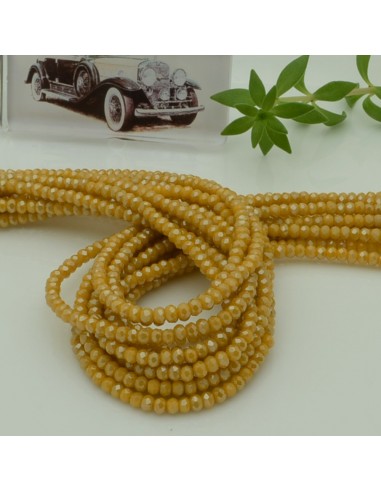 Filo di Mezzi Cristalli Ocra Giallo Rondelle 2x3mm Sfaccettati Briolette 200pz GDO | Gioie d'Oriente