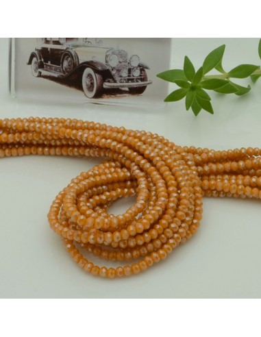 Filo di Mezzi Cristalli Arancione Giallo Rondelle 2x3mm Sfaccettati Briolette 200pz GDO | Gioie d'Oriente