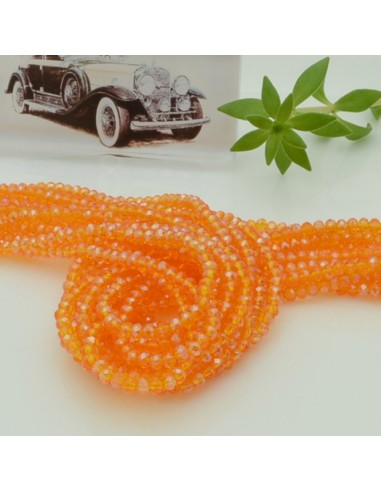 Filo di Mezzi Cristalli Arancione Trasparente AB Rondelle 2x3mm Sfaccettati Briolette 200pz GDO | Gioie d'Oriente