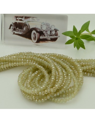 Filo di Mezzi Cristalli Beige Cammello Rondelle 2x3mm Sfaccettati Briolette 200pz GDO | Gioie d'Oriente