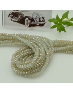 Filo di Mezzi Cristalli Avorio Cammello Rondelle 2x3mm Sfaccettati Briolette 200pz GDO | Gioie d'Oriente