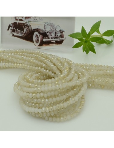 Filo di Mezzi Cristalli Panna AB Rondelle 2x3mm Sfaccettati Briolette 200pz GDO | Gioie d'Oriente