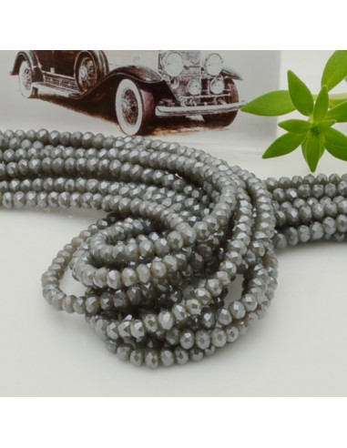 Filo di Mezzi Cristalli Grigio Chiaro Rondelle 2x3mm Sfaccettati Briolette 200pz GDO | Gioie d'Oriente