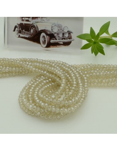 Filo di Mezzi Cristalli Champagne Chiaro Rondelle 2x3mm Sfaccettati Briolette 200pz GDO | Gioie d'Oriente