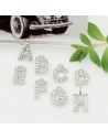 Ciondolo lettera iniziale in ottone argento con strass 8 mm 1pz Gioie d'Oriente