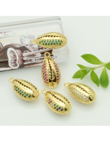 ciondoli forma con conchiglia zircone col oro 10 x 18 mm pendente conchiglia in ottone per tue creazione