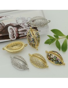 Connettore conchiglia in ottone con zirconi 10x18 mm 1pz colori vari Gioie d'Oriente
