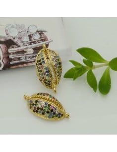Connettore conchiglia in ottone con zirconi 10x18 mm 1pz colori vari Gioie d'Oriente 2