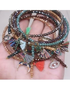 bellissimi bracciali rigidi con cristalli 2 x 3 mm briolette ciondoli zircone e mini nappine