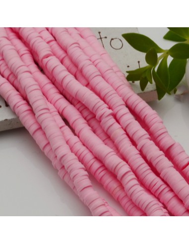 fili Rondelle Pasta Polimerica col rosa chiaro 1 x 4 mm 39/40 cm  Polimero Perline Heishi per le tue creazione