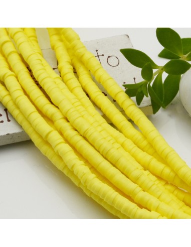 fili Rondelle Pasta Polimerica col giallo fluo 1 x 4 mm 39/40 cm  Polimero Perline Heishi per le tue creazione