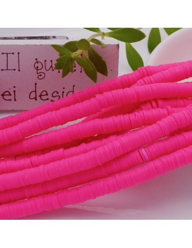 fili Rondelle Pasta Polimerica col fucsia fluo 1 x 6 mm 39/40 cm Polimero Perline Heishi