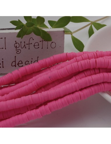 fili Rondelle Pasta Polimerica col fucsia 1 x 6 mm 39/40 cm Polimero Perline Heishi fai da te