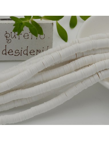 fili Rondelle Pasta Polimerica col bianco 1 x 6 mm 39/40 cm Polimero Perline Heishi per le tue creazione