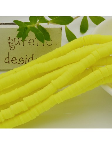 fili Rondelle Pasta Polimerica col giallo fluo 1 x 6 mm 39/40 cm Polimero Perline Heishi per le tue creazione