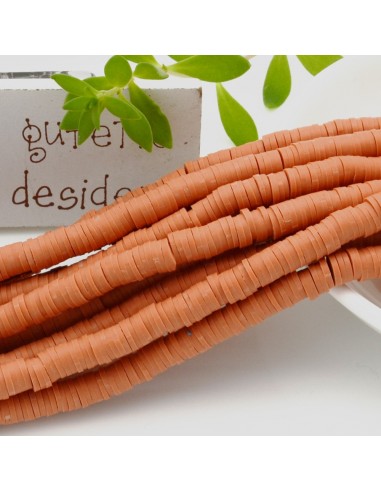 fili Rondelle Pasta Polimerica col rosa arancio 1 x 6 mm 39/40 cm Polimero Perline Heishi  per le tue creazione