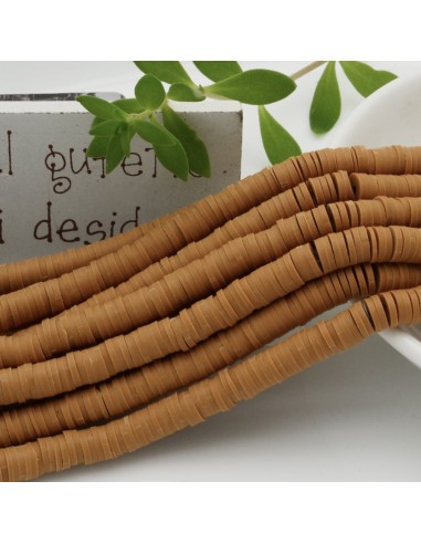 fili Rondelle Pasta Polimerica col beige 1 x 6 mm 39/40 cm Polimero Perline Heishi per le tue creazione
