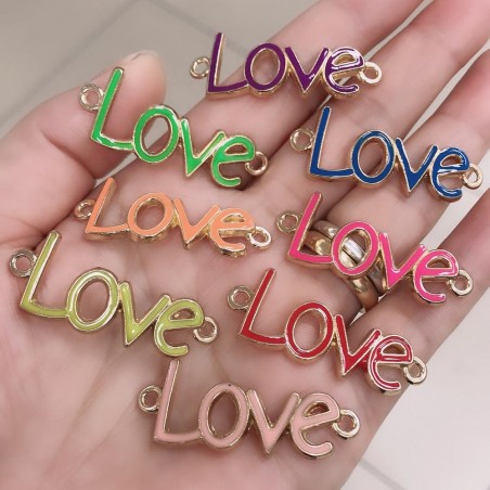 Connettore smaltato Love metallo zamak 16x40 mm 1pz colori vari Gioie d'Oriente