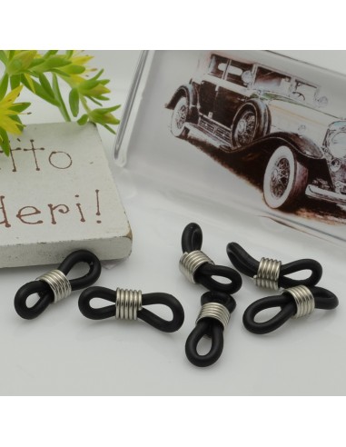 Gommini connettori per catenelle occhiali 5 x 20 mm argento nero per le tue creazione