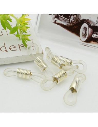 Gommini connettori per catenelle occhiali 5 x 24 mm argento / trasparente per le tue creazione