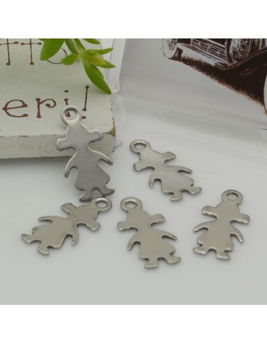 4 pz ciondolo in acciaio inox bimba inossidabile liscio con  10 x 14 mm per le tue creazioni