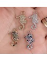 ciondolo cavalluccio marino con zircone in ottone Zirconi Multicolor 11 x 21 mm pz1 per tue creazione