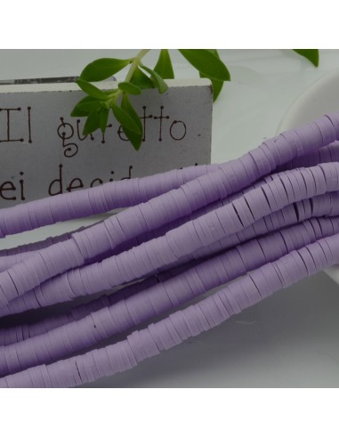 Filo perline heishi rondelle in pasta polimerica lilla chiaro 1x6mm 39-40cm 1pz Gioie d'Oriente