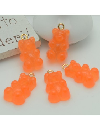 Ciondolo Orsetto in resina colore arancio trasparente 22x12mm 2pz | GDO