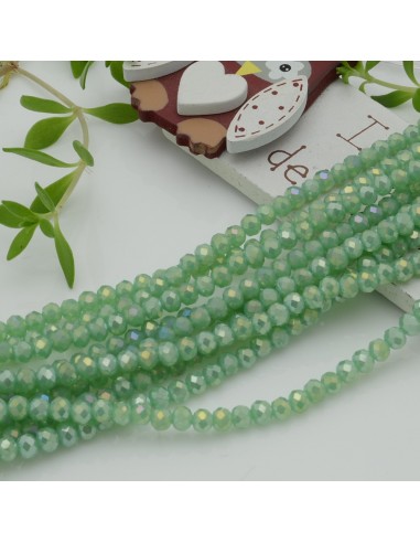 Filo di Mezzi Cristalli Verde Chiaro AB Rondelle 3x4mm Sfaccettati Briolette 125 a 145pz GDO | Gioie d'Oriente