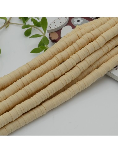 fili Rondelle Pasta Polimerica col beige chiaro 1 x 6 mm 39/40 cm Polimero Perline Heishi per le tue creazione