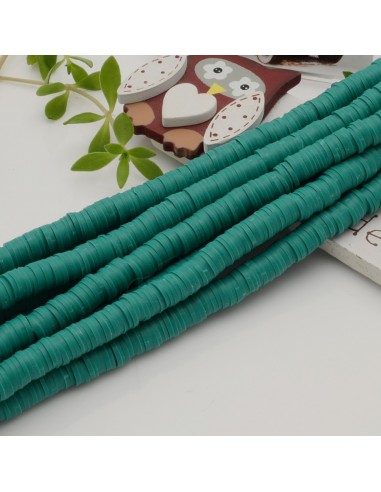 fili Rondelle Pasta Polimerica col verde scuro 1 x 6 mm 39/40 cm Polimero Perline Heishi per le tue creazione