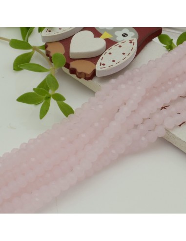 Filo di Mezzi Cristalli Rosa Pieno Rondelle 3x4mm Sfaccettati Briolette 125 a 145pz GDO | Gioie d'Oriente