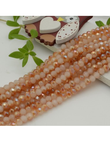 Filo di Mezzi Cristalli Beige Salmone Rondelle 3x4mm Sfaccettati Briolette 125 a 145pz GDO | Gioie d'Oriente