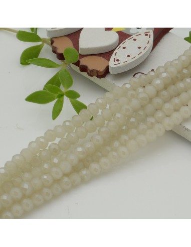 Filo di Mezzi Cristalli Beige Chiaro Rondelle 3x4mm Sfaccettati Briolette 125 a 145pz GDO | Gioie d'Oriente