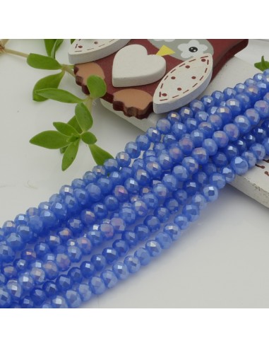 Filo di Mezzi Cristalli Azzurro Rodio AB Rondelle 3x4mm Sfaccettati Briolette 125 a 145pz GDO | Gioie d'Oriente