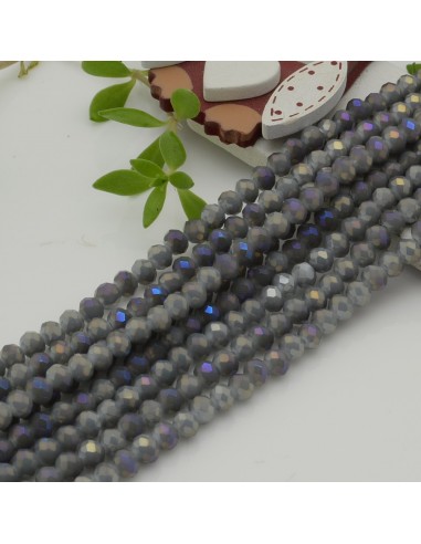 Filo di Mezzi Cristalli Grigio Arcobaleno Rondelle 3x4mm Sfaccettati Briolette 125 a 145pz GDO | Gioie d'Oriente