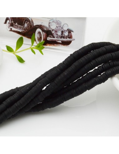 fili Rondelle Pasta Polimerica col nero 1 x 4 mm 39/40 cm Polimero Perline Heishi per le tue creazione