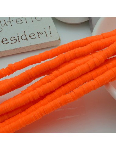 fili Rondelle Pasta Polimerica col arancione 1 x 4 mm 39/40 cm Polimero Perline Heishi per le tue creazione