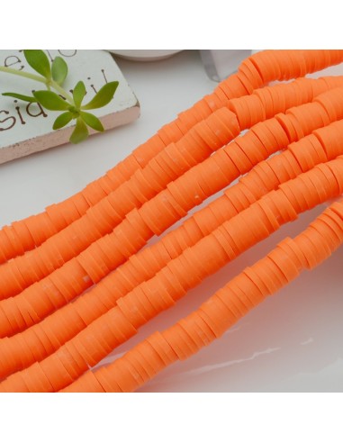 fili Rondelle Pasta Polimerica col arancione fluo 1 x 6 mm 39/40 cm Polimero Perline Heishi per le tue creazione