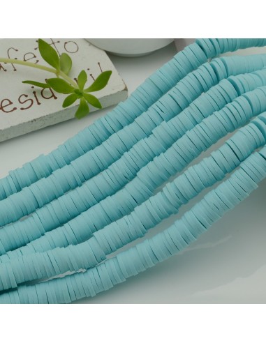 fili Rondelle Pasta Polimerica col turchese chiaro 1 x 6 mm 39/40 cm Polimero Perline Heishi per le tue creazione