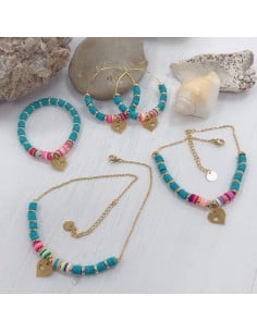parure gioielli collana bracciale orecchini e cavigliera con perle pasta polimerica  innamorati dell'estate !!!
